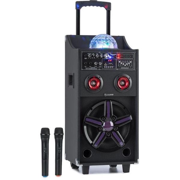 DisGo Box 100 PA-systeem 100W RMS BT SD-slot LED's USB accu zwart