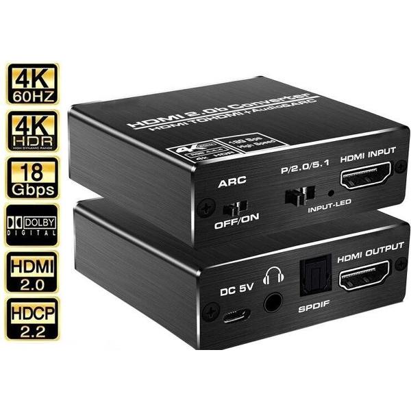 DrPhone EY03 - 4K 60Hz Switch - Hdmi 2.0b Audio Splitter - 5.1 Arc Hdmi Audio - Hdcp 2.2 HDR10 Audio Converter – HDMI + Audio & ARC – 4K Converter HDMI