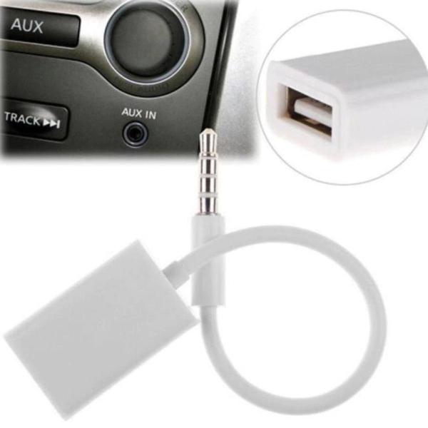 HMerch™ Mini Jack 3,5mm / AUX naar USB - 15 cm Converter - Naar USB Converter - AUX To USB - Voor Koptelefoon - Headset / Oordopjes / Laptop / PC / Autoradio Wit