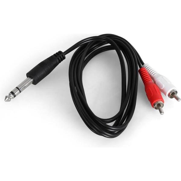 auna Stereo-tulpstekker-naar-1x 6,3 mm-jack-adapterkabel 1,5 meter