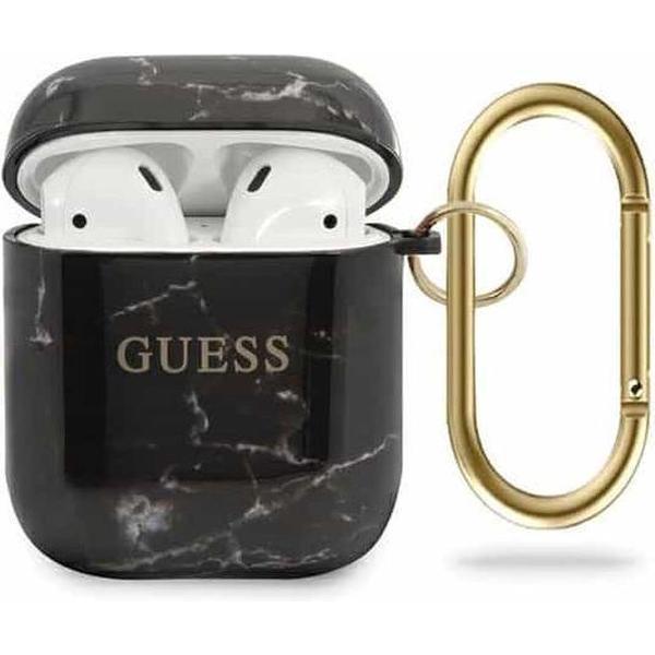 GUESS AirPods 1 & 2 Hoesje - Marble Collection - Zwart