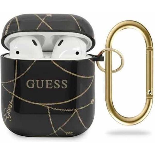 GUESS AirPods 1 & 2 Hoesje - Gold Chain Collection - Zwart
