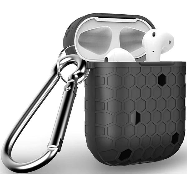 YPCd® Apple AirPods Hoesje - Zwart- Honingraat Hard Case