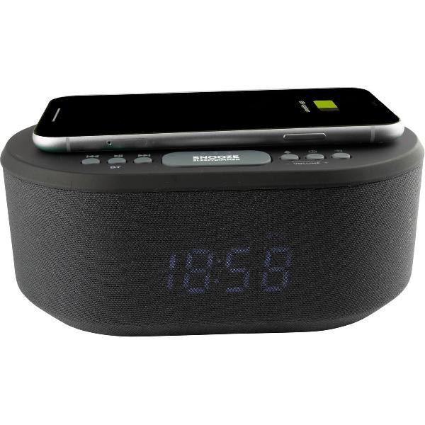 AIC 18BT wekkerradio met draadloze telefoonoplader - ingebouwde bluetooth speaker - Zwart