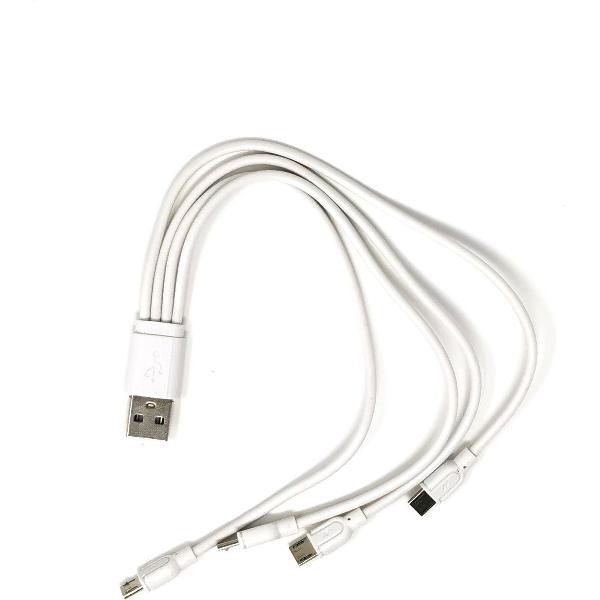 4 in 1 Micro USB Li-ion Oplaadbare Batterij Kabel | USB Data Kabel (wit) | 4 x micro USB
