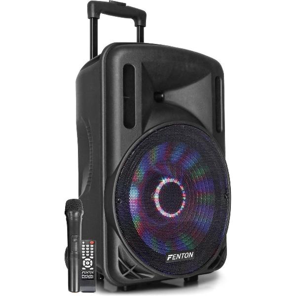 Mobiele speaker - Fenton FT12LED 700W karaoke set met Bluetooth, draadloze microfoon, lichteffecten