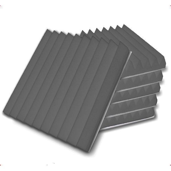Zelfklevende geluidsisolatie Grijs | Akoestische panelen | Geluidsdemper | Studioschuim | 30 x 30 x 2.5 cm | 6 stuks - Grijs