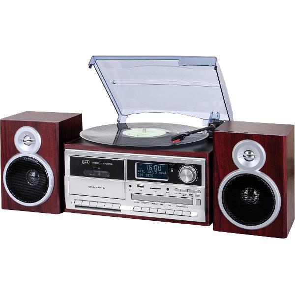 Stereo platenspeler met digitale radio ontvanger, DAB / DAB+ / Bluetooth / USB / Aux-in / CD - Trevi TT1072, houtlook