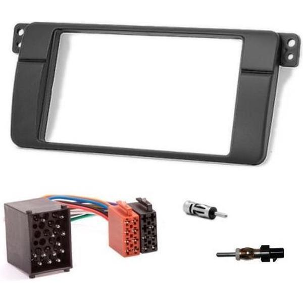 bmw e46 2-din inbouwframe met kabel en antenne kit frame autoradio