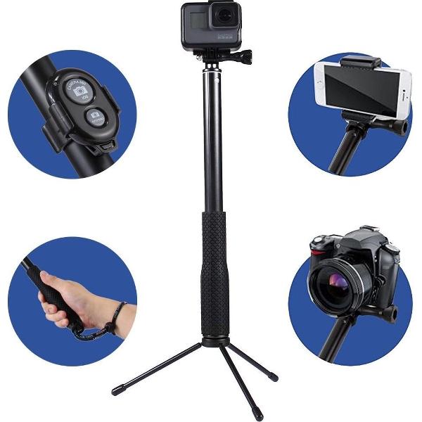 Anti-skid Uitschuifbaar Zelfportret Handheld Duiken Telescopische Monopod Houder Set met Telefoon Afstandsbediening & Statief & Telefoonhouder voor Smartphones, GoPro & Xiaoyi Camera, Volledige Lengte Max: ongeveer 1m (Zwart)