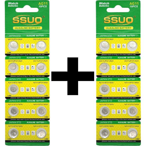 AG11 Knoopcel Batterij 20x - 2 Kaarten van 20 horloge batterijen - 1+1 Gratis