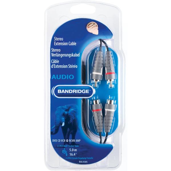 Bandridge - RCA / Tulp verlengkabel - male -> female - 5 meter