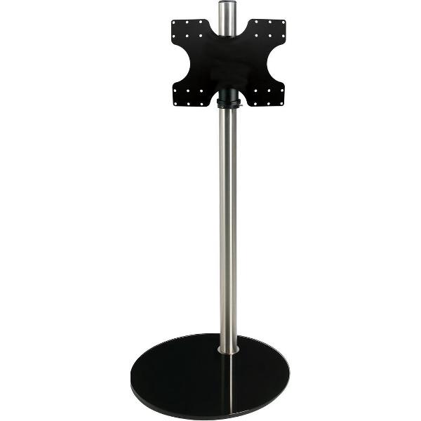 Cavus Sphere L 100cm Design Tv Vloerstandaard - Hoogglans Zwart Glas & RVS - Tv meubel geschikt voor 32-65 inch tot 30 kg - VESA 400x300 400x200 300x300 300x200