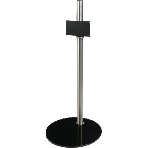 Cavus RVS vloerstandaard met zwarte glazen voet voor schermen tot 32 inch - 100 cm hoog