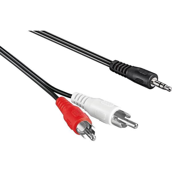 Transmedia 3,5mm Jack - Tulp stereo audio kabel - zwart - 10 meter
