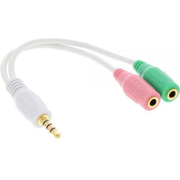 InLine 0.15m 3.5mm m/f audio kabel 0,15 m 2 x 3.5mm Wit