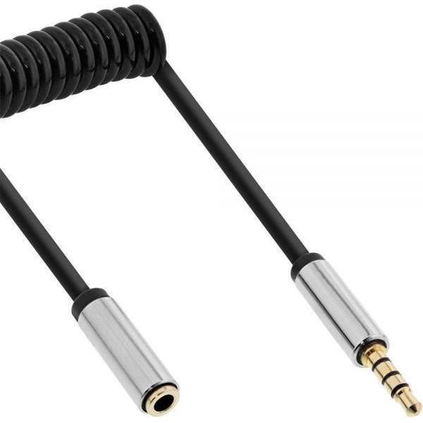 InLine Premium 3,5mm Jack 4-polig audio spiraal verlengkabel - 0,50 meter