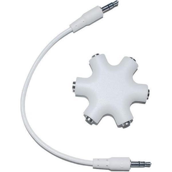 Coretek 5-poorts 3,5mm Jack audio splitter - wit - 0,15 meter