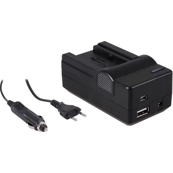 Huismerk 4-in-1 acculader voor Canon BP-709 / BP-718 / BP-727 / BP-745 - compact en licht - laden via stopcontact, auto, USB en Powerbank