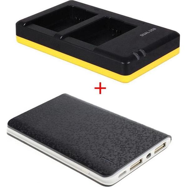Huismerk Powerpakket Deluxe: NP-FW50 duo oplader + 8000mAh Powerbank voor 2 Sony accu's NP-FW50