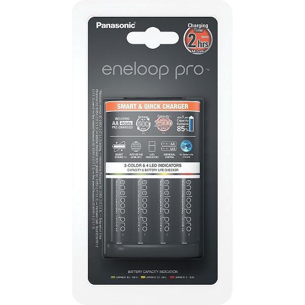 Panasonic Snellader + 4 x Panasonic Eneloop Pro AA batterijen