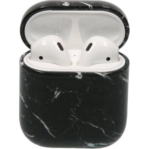 Airpods Marmer Case Cover - Beschermhoes - Zwart - Geschikt voor Apple Airpods