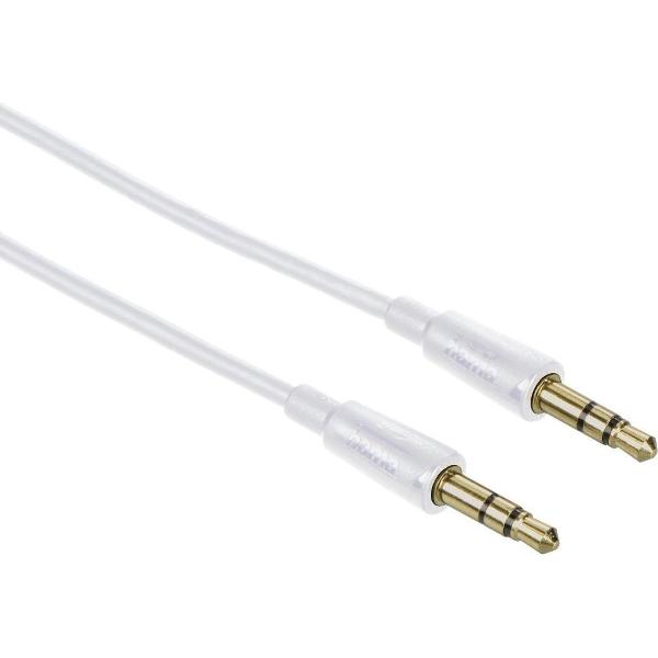 Hama Audiokabel, 3,5-mm-jack stekker-stekker, stereo, 0,5 m, wit