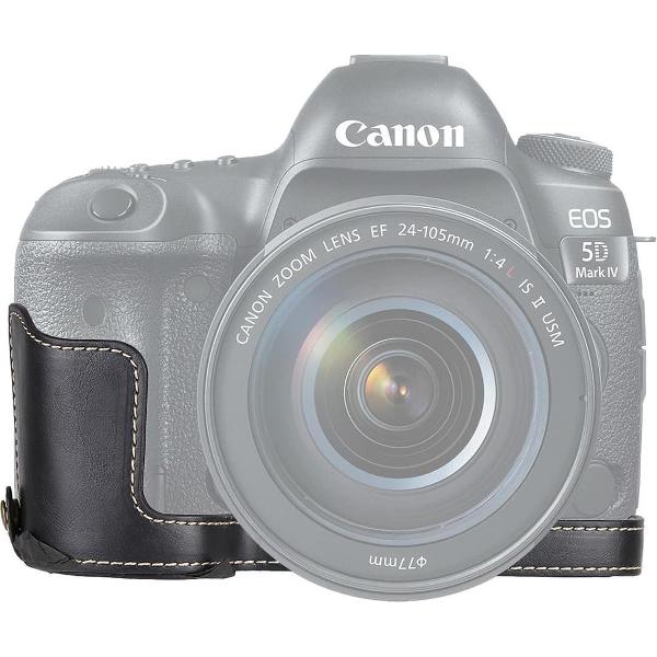 1/4 inch draad PU lederen camera half behuizing basisstation voor Canon EOS 5D Mark IV / 5D Mark III (zwart)