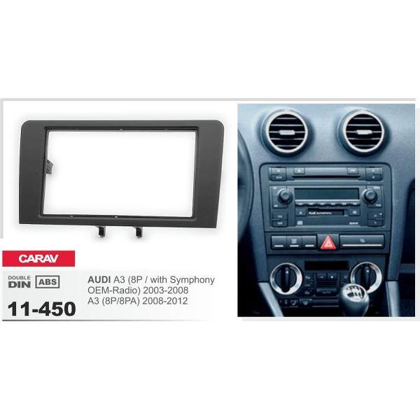2-DIN AUDI A3 (8P / with Symphony OEM-Radio) 2003-2008; A3 (8P/8PA) 2008-2012 afdeklijst / installatiekit Audiovolt 11-450