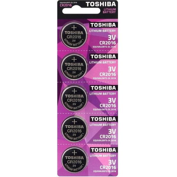 5 Stuks (1 Blister a 5St) - Toshiba CR2016 Professional Electronics 3V 90mAh Lithium knoopcel