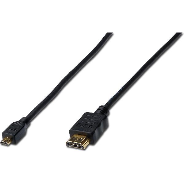 Digitus HDMI Aansluitkabel 2.00 m AK-330109-020-S Vergulde steekcontacten Zwart [1x HDMI-stekker - 1x HDMI-stekker D micro]