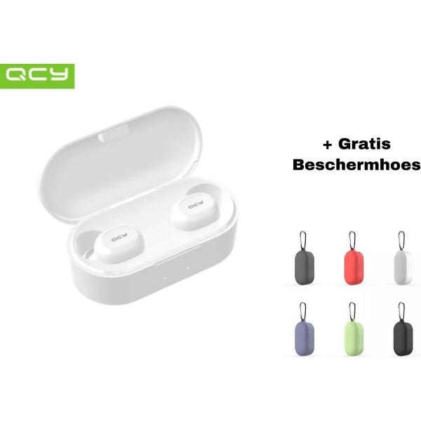 QCY T2C (2e gen) - Volledig Draadloze Oordopjes Met Beschermhoes - Wit