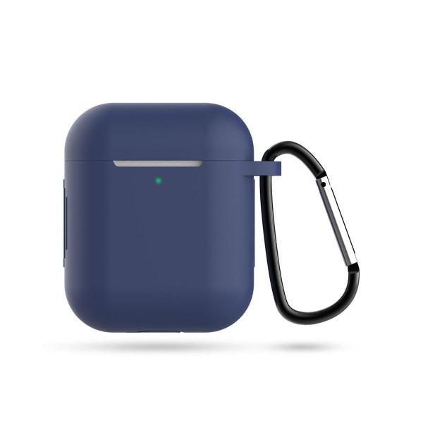 Siliconen Case Voor Apple AirPods 2 - Hoesje Met Haak - Airpod Accessoire (Blauw)
