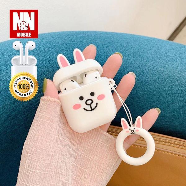 N&N Mobile Bunny Love Siliconen Beschermhoes Case Voor Apple Airpods Met Haak - Superior Kwaliteit - Gegarandeerd Tevredenheid!