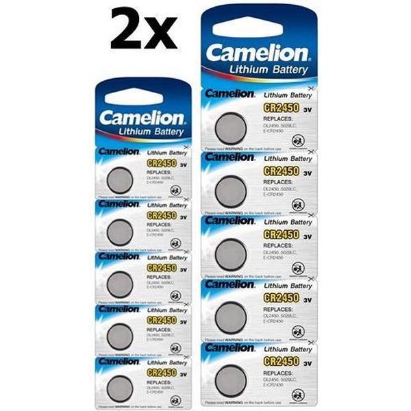 10 Stuks (2 Blister a 5st) Camelion CR2450 3v lithium knoopcelbatterij
