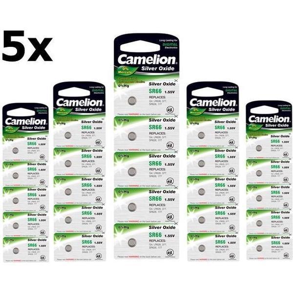 25 Stuks (5 Blisters a 5st) - Camelion Silver Oxide SR66W/377 1.55V knoopcel batterij