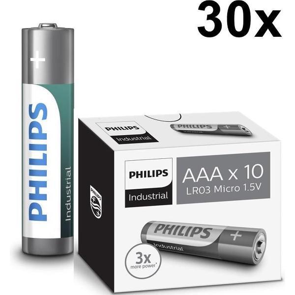 30 Stuks - AAA R3 Philips Industrial Power Alkaline