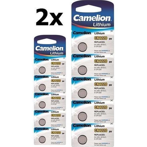 10 Stuks (2 Blisters a 5St) - Camelion CR1220 3V 40mAh lithium knoopcelbatterij