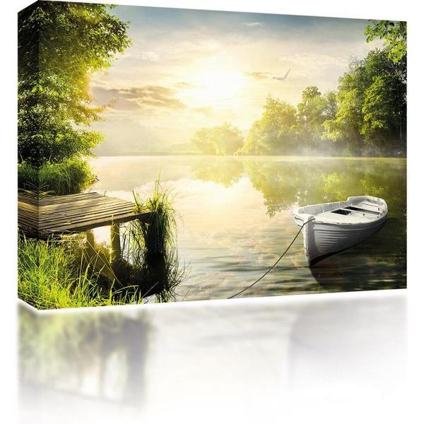 Sound Art - Canvas + Bluetooth Speaker Boat In The Harbour (23 x 28cm)