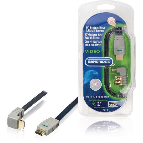 Bandridge HDMI 1.4 High Speed with Ethernet kabel haaks naar beneden - 5 meter