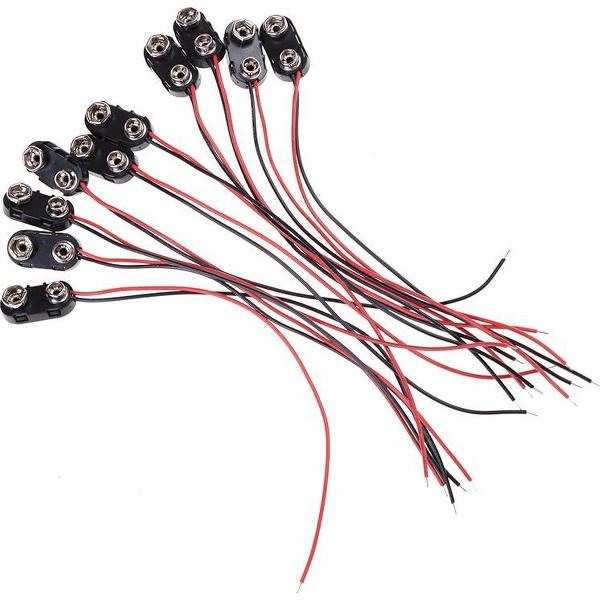 9V Batterij clip met twee draden-10 Stuks