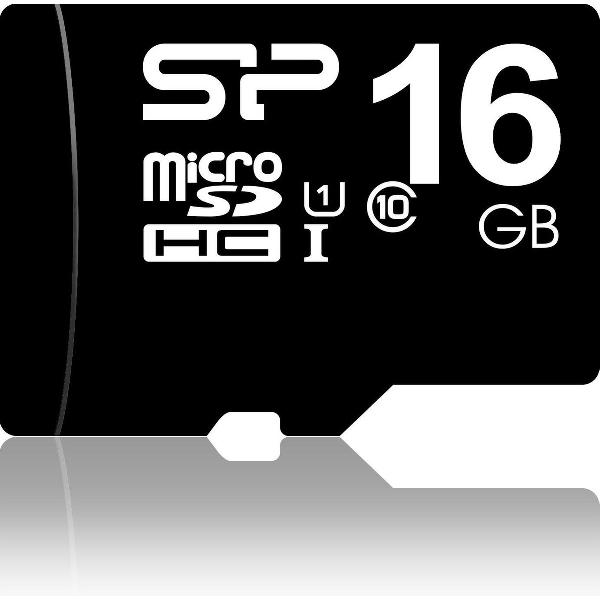 Silicon Power 16GB MicroSDHC Class10 UHS-1 incl. SD-adapter Zwart
