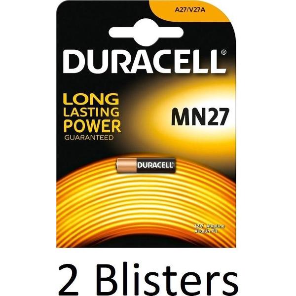 2 Stuks (2 Blisters a 1 st) Duracell MN27 - GP27A - A27 - L828 12V alkaline batterij