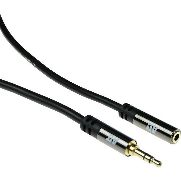 ACT - Verlengkabel voor audio - stereo ministekker (V) naar stereo ministekker (M) - 3 m - beschermd - zwart - gevormd