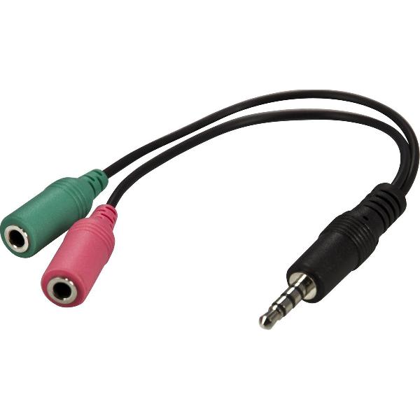 DELTACO AD-8 - headset adapter - microfoon en audio input - single 3.5 mm mini-jack output - Zwart
