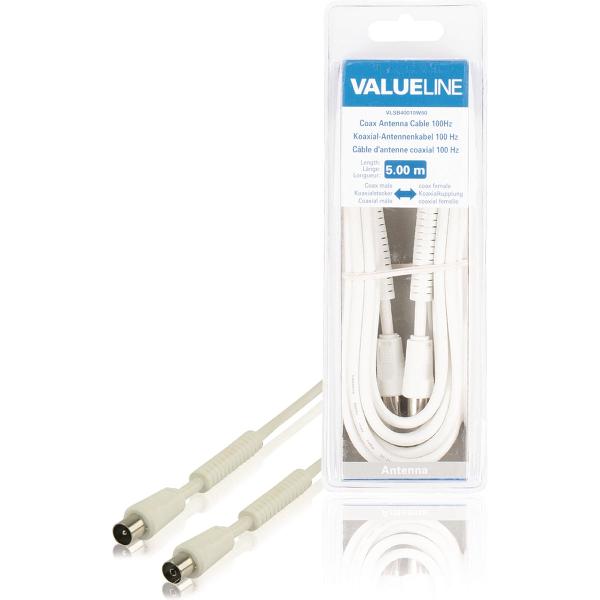 Valueline VLSB40010W50 coax-kabel 5 m Wit