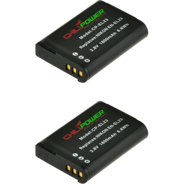 ChiliPower Nikon EN-EL23 camera batterij - 2 stuks verpakking