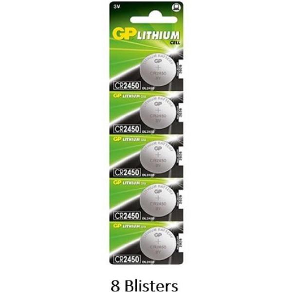 40 stuks (8 blisters a 5 stuks) GP Lithium CR2450 3V