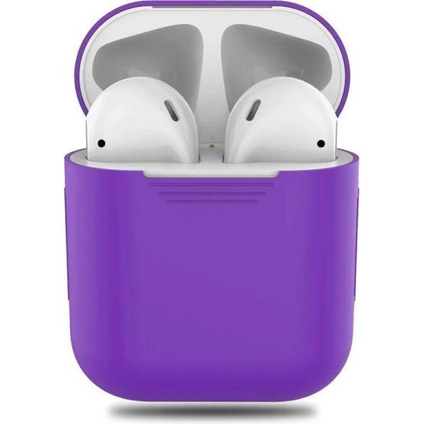 Airpods Hoesje Voor Apple Airpods - Paars - Siliconen Hoesje Voor Apple Airpods - Model 1 En 2