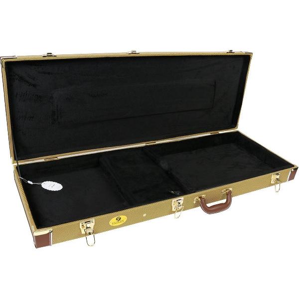 Heeft u bijvoorbeeld meerdere elektrische solidbody gitaren met een gangbare vorm en lengte en zoekt u een universele gitaarkoffer met een stijlvolle tweed-afwerking? Dan biedt Fazley u de GC 600 scherp geprijsde koffer.